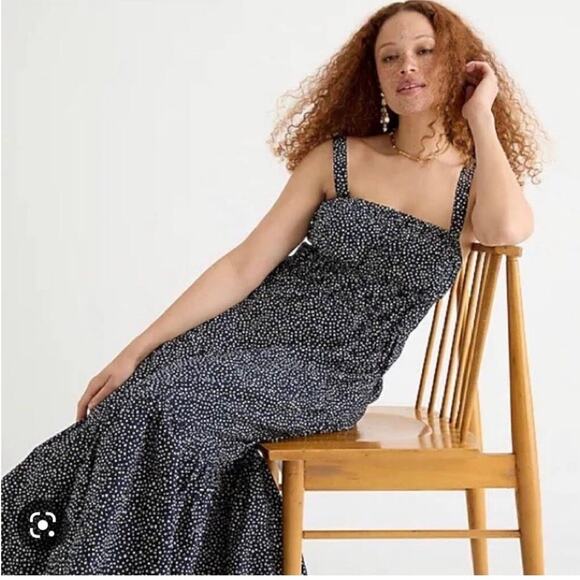 Classic J. Crew Tiered Maxi Dress with Convertible Straps in Navy Size: Medium - Picture 4 of 6